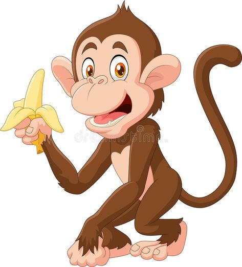 Cartoon funny monkey holding banana isolated on white background. Illustration o #Sponsored , #Sponsored, #sponsored, #monkey, #Cartoon, #background, #holding Monkey Eating Banana, Banana Cartoon, Funny Monkey Pictures, Monkey Eating, Walking Cartoon, Monkey Icon, Eating Banana, Monkey Dance, Cartoon Wolf