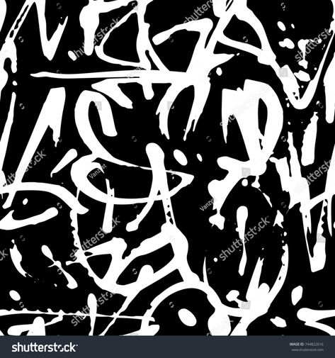 Vector graffiti seamless pattern with abstract tags, letters without meaning. Fashion hand drawing texture, street art retro style, old school design for t-shirt, textile, wrapping paper, black white #Ad , #SPONSORED, #Fashion#meaning#letters#texture Texture Drawing, Graffiti Font, Vector Pattern, Logo Design Inspiration, All Art, Seamless Pattern, Stock Images Free, Seamless Patterns, Street Art