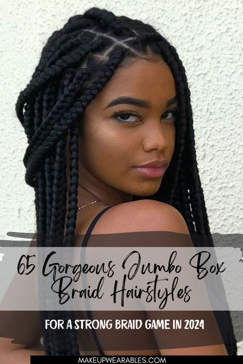 Jumbo Box Braid Hairstyles Bigger Box Braids Hairstyles, Medium Box Braids Styles Ideas, Box Braid Ideas For Black Women, Bob Box Braids Styles Shoulder Length, Box Braids Thick, Medium Box Braids Hairstyles For Black Women, Jumbo Braids For Black Women, Large Box Braids Styles, Box Braids Hairstyles Medium