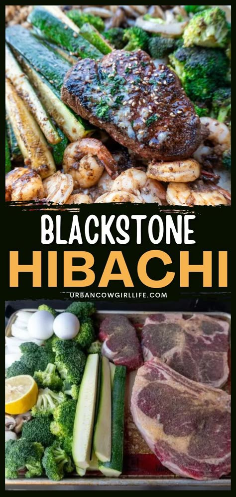 An easy dinner idea on a Blackstone Griddle! Thanks to these step-by-step directions, you can have a main meal with fried rice, shrimp, veggies, and teriyaki steak or hibachi chicken. Impress your family with this hibachi dinner at home! Ginger Sauce Hibachi, Blackstone Hibachi, Hibachi Recipe, Fried Rice Shrimp, Spicy Mustard Sauce, Steak Fried Rice, Hibachi Dinner, Hibachi Steak, Rice Shrimp