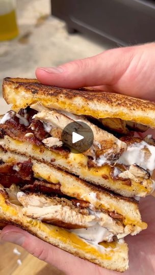 114 reactions | Chicken Bacon Ranch Sandwich! 🥪 🐔 🥓 These turned out so delicious and will always be one of our favorite sandwiches to make at home! Full Recipe Below: ⬇️ 
.
🥓 @smithfieldbrand 
🔪 @spaceman_knives 
🧀 @sargentofamily 
🧂 @grillheads Jack of All Rubs on the chicken and Oh My Garlic on the sandwich 
.
•First, fire up your griddle or skillet and then cook up some bacon and chicken thighs. We used leftover thighs and it worked great
•For the sandwich, we used sourdough slices and then added 2 slices of Colby Jack and sharp cheddar 
•Cook the sandwich like you are making a grilled cheese
•Once the sandwich is done, take it off and then separate the two pieces of bread and admire the cheese pull. This will be hot so be careful
•Construct- we added 3 pieces of think cut bacon Ranch Sandwich, Chicken Bacon Ranch Sandwich, Cheese Pull, Colby Jack, Chicken Bacon Ranch, Bacon Ranch, Piece Of Bread, Sharp Cheddar, Sandwich Bread