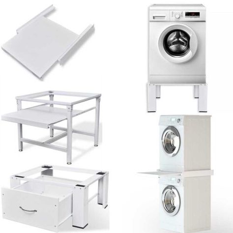 Stacking Washing Machine And Tumble Dryer, Washing Machine Stacked, Stacked Washer Dryer Pull Out Shelf, Diy Washer Dryer Stacking Kit, Tumble Dryer Storage, Tumble Dryer On Top Of Washing Machine, Stacked Washer Dryer Laundry Room Closet, How To Stack Washer And Dryer, Washing Machine Cabinet Ideas