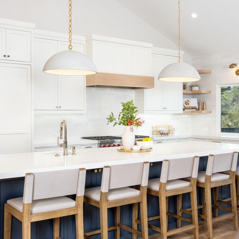 "A place where memories are homemade and seasoned with love." Peninsula Kitchen, Navy Kitchen, Vaulted Ceilings, Home Remodel, Chefs Kitchen, Transitional Kitchen, Engineered Wood Floors, Kitchen Inspo, Kitchen Window