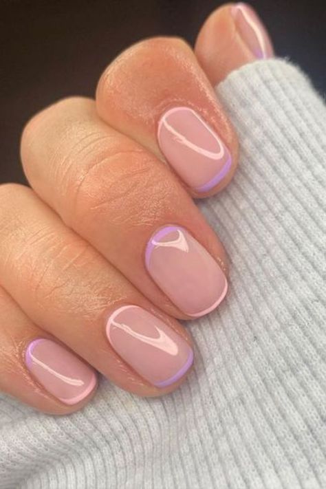 Biab French Manicure, Reverse Manicure French, Reverse Tip Nails, Gel Nails Ideas Spring Short, Short Gel French Manicure, Reverse French Tip Nails, Nails Corte, Different French Manicure Ideas, Natural Nail Looks