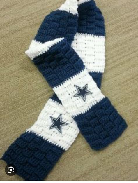 Dallas Cowboys Crochet, Cowboys Crochet, Nfl Crafts, Sports Crochet, Dallas Cowboys Crafts, Cowboy Crochet, Man Scarf, Hat Pattern Crochet, Crochet Scarf Patterns