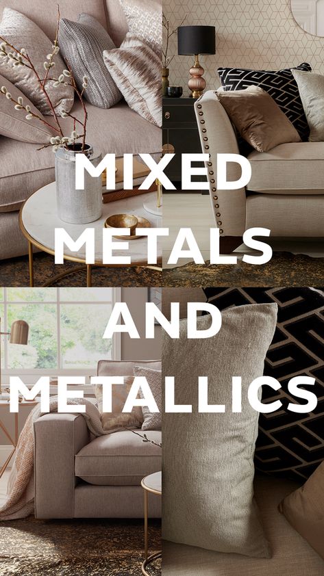 Mixing Metals Living Room, Mixing Metals In Living Room, Mixed Metals Living Room, Sofa Fabric Ideas Color Schemes, Mixed Metals Decor, Hollywood Glam Living Room, Room Inspo Ideas, Glamour Living Room, Monochromatic Living Room