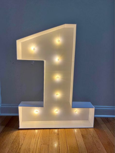 Marquee 3 ft numbers with lights “1”. And “2” Foam Core, Lighting