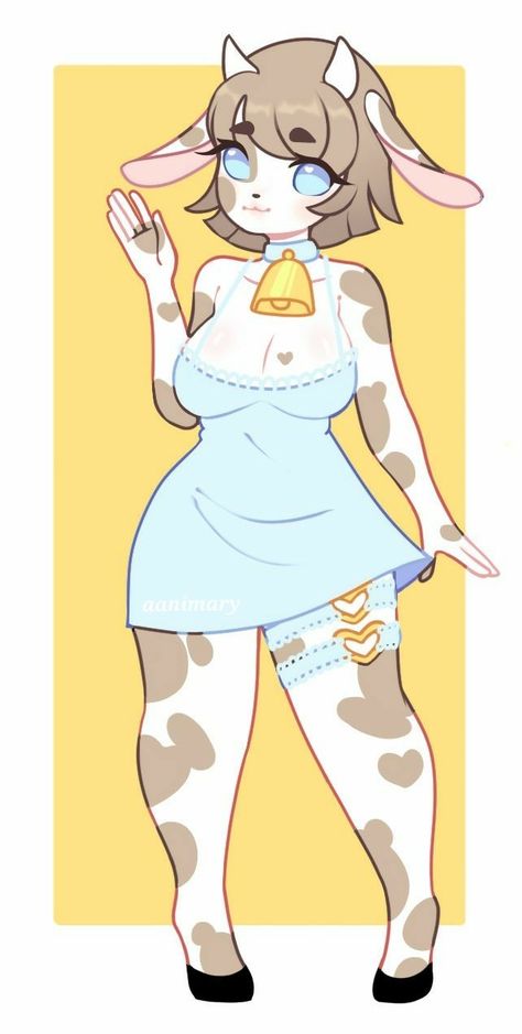 Cow Fursona, Cow Character Design, Chubby Girl Art, Cow Oc, Chubby Oc, Anime Cow, Anime Cartoon Characters, Pfp Cartoon, Characters Cartoon