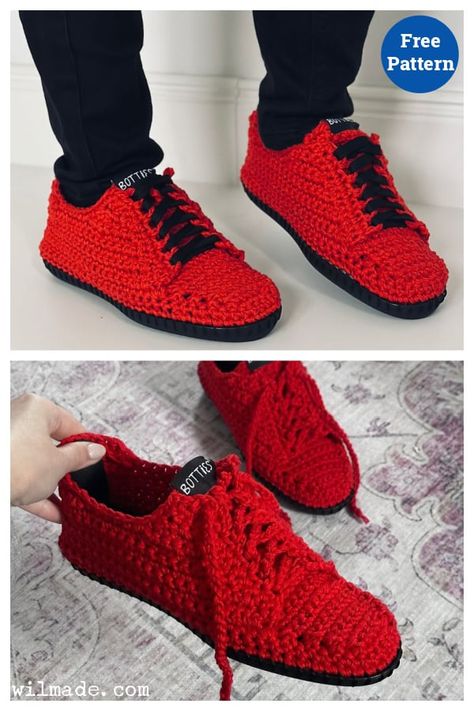 Sneaker Shoes Free Crochet Pattern Crochet Sneaker Pattern, Crochet Sneakers, Crochet Slipper Boots, Unicorn Slippers, Crochet Shoes Pattern, Crochet Slipper Pattern, Beginners Crochet, Handmade Slippers, Shoes Free