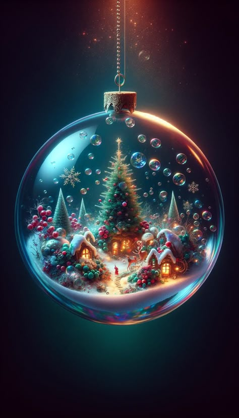 A beautifully detailed Christmas snow globe featuring a snowy village with a decorated tree, quaint houses, and festive decorations. Christmas Phone Screen, Globe Wallpaper, Xmas Wallpapers, Enchanted Christmas, Snowy Village, Christmas Snow Globe, Art Deco Artwork, Merry Christmas Pictures, Xmas Wallpaper