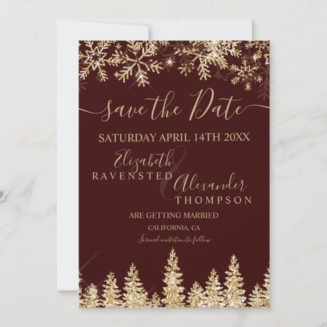 Christmas Winter Wedding, Winter Wonderland Wedding Theme, Christmas Save The Date, Wonderland Wedding Theme, Snowflake Wedding, Winter Gold, Christmas Wedding Invitations, Navy Christmas, Winter Wedding Invitations