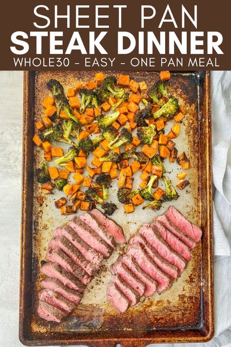 This sheet pan steak dinner is the perfect way to make a satisfying steak dinner with less effort and clean up. This healthy Whole30 sheet pan dinner is perfect for a small dinner party, date night or just an elegant weeknight dinner. Coconut Chia Seed Pudding, Easy Thanksgiving Dinner, Pan Steak, Whole 30 Lunch, Coconut Chia, Thanksgiving Dinner Menu, Seasoned Potatoes, Whole30 Dinners, Gnocchi Recipes