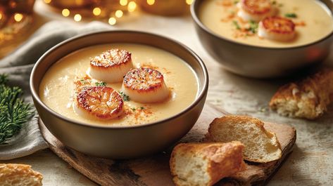 Lobster and Scallop Bisque with a Hint of Brandy - Luscious Recipes Scallop Bisque, Bisque Recipes, Perfect Blt, Luscious Recipes, Seafood Ideas, Frozen Lobster, Creamy Mustard Sauce, Seafood Bisque, Seafood Stock