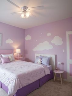 Purple Theme Room Bedroom, Pink And Purple Bedroom Walls, Pink Purple Girls Room, Pink Purple Girls Bedroom, Pink And Purple Kids Bedroom, Purple And Pink Girls Bedroom, Lilac Bedroom Ideas Kids, Pink And Purple Kids Room, Pink And Purple Girls Bedroom