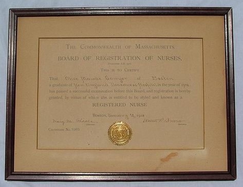 https://flic.kr/p/63P6D7 | Board of Registration of Nurses Massachusetts - Registered Nurse Certificate 1913 | May be seen at www.rubylane.com/shops/nursingpins Nursing Certificate, Red Cross Nurse, Registered Nurse, Certificate Templates, Red Cross, Massachusetts, Nursing, Quick Saves