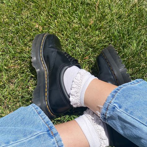 Frilly Socks With Docs, Frilly Socks Doc Martens, Ruffle Socks With Doc Martens, Dr Martens Socks, Frilly Socks Aesthetic, 1461 Bex Dr Martens Outfit, Doc Martens Socks, 8053 Dr Martens, Doc Martens 8053