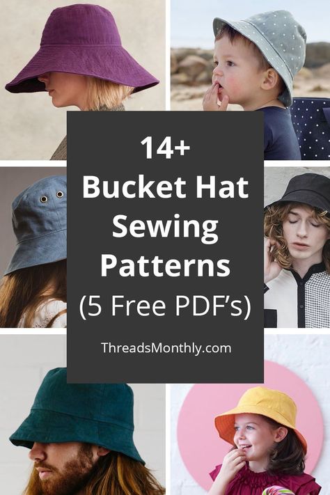 Here are the best bucket hat sewing patterns I've found. They're paper or printable PDF templates that you use to cut fabric. 5 are free! I featured multiple sizes for men, women, and children, and designs that are reversible and have ties. Make your own DIY hat this summer. This is a fun sewing project idea for beginners and beyond. Make them for yourself or as diy gifts. Reversible Bucket Hat Free Pattern, Fabric Hat Patterns Free, Free Hat Sewing Pattern, Sunhat Pattern Free Sewing, Hat Patterns To Sew Women, Diy Bucket Hat Free Pattern, Free Bucket Hat Sewing Pattern, Hat Patterns To Sew Free, Bucket Hat Template