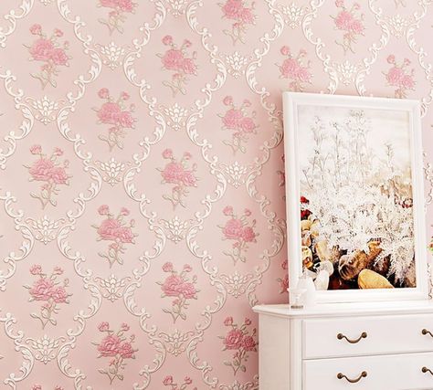 Peel And Stick Wall Decor, Wallpaper Room Decor, Stick Wall Decor, 3d Wallpaper For Bedroom, Pink Floral Wallpaper, Cheap Wallpaper, Pink Flowers Wallpaper, Kids Interior Room, Wallpaper Peel And Stick