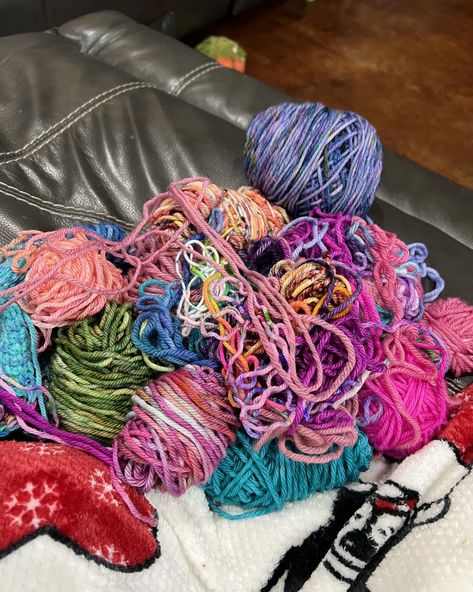 I find the coolest things when I clean 🤣 A tangled mess of scrap yarn and my magic knot ball. Knot Ball, Tangled Yarn, Magic Knot, Scrap Yarn, Dyed Yarn, Me Clean, Designer Socks, Worsted Weight, Hand Dyed Yarn