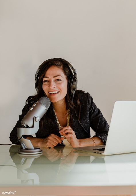 Female radio host broadcasting live in a studio | premium image by rawpixel.com / McKinsey Veuve Cliquot, Recording Studio Home, Radio Host, Branding Photoshoot Inspiration, Personal Branding Photoshoot, Hip Hop Art, Audio Sound, Inspiration Photo, Headshots Professional