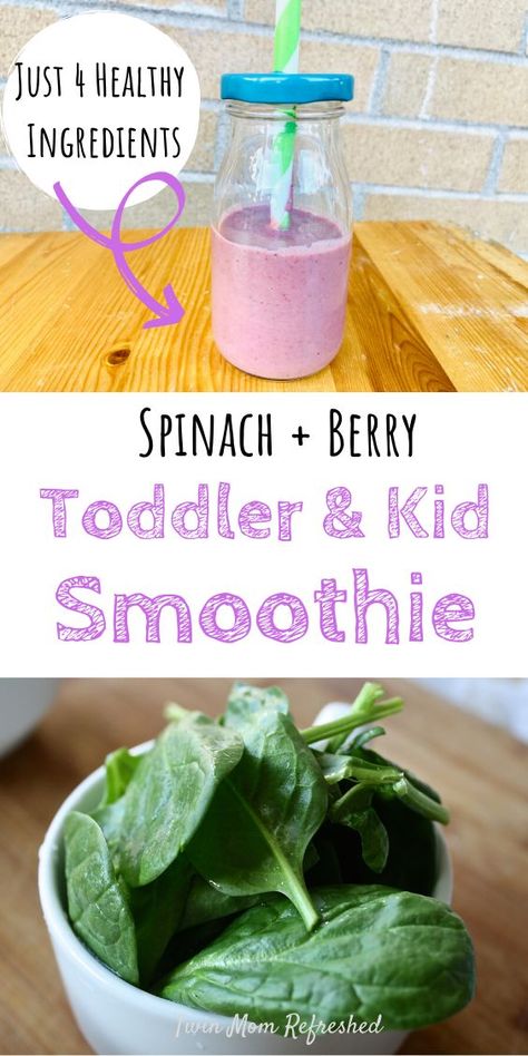 Berry Spinach Smoothie, Toddler Smoothie Recipes, Toddler Smoothies, Spinach Smoothie Recipes, Smoothie Recipes For Kids, Healthy Toddler Snacks, Berry Smoothie Recipe, Picky Kids, Smoothies For Kids