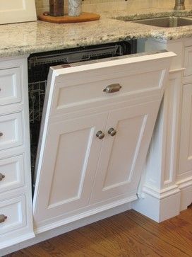 Disguise your appliances with contemporary styling. | Katzberry Home Decor Dishwasher Panel, Kitchen Redo, Counter Tops, Kitchen Remodeling, Kitchen Remodel Idea, White Cabinets, Country Kitchen, Dream Kitchen, Kitchen Renovation