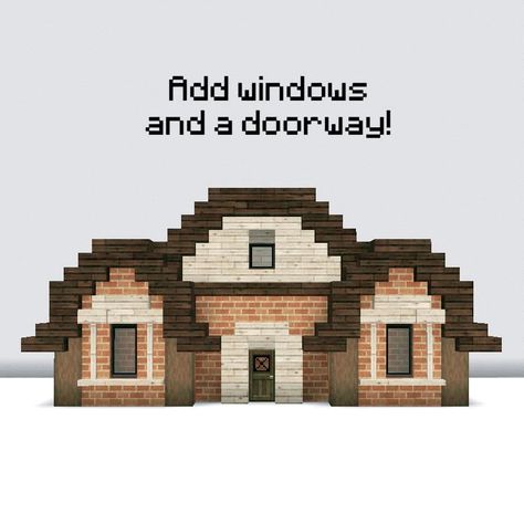 #minecraftbuildsideas #minecraftbedrock #minecraftjava #minecraftbuild... | Minecraft House Idea | TikTok Minecraft Roof Design Cottage, Barn Roof Minecraft, Minecraft Barnhouse, Minecraft Houses Blueprints Layout Easy Cottage, Minecraft House Outline, Minecraft Brick House Ideas, Minecraft Barn Blueprints, Megabase Minecraft, Minecraft House Tutorials Step By Step