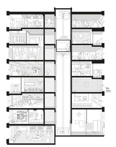 3d Section, Section Perspective, Section Drawing Architecture, Sectional Perspective, Arch Drawing, Architect Drawing, Architecture Concept Diagram, Architecture Sketchbook, Architecture Images