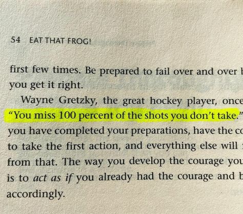 This quote is from the book EAT THAT FROG ! Eat The Frog Book, Eat That Frog Book Quotes, Eat That Frog Book, Eat That Frog Quotes, Eat That Frog, Frog Quotes, Eat The Frog, Book Quote, Journal Writing Prompts