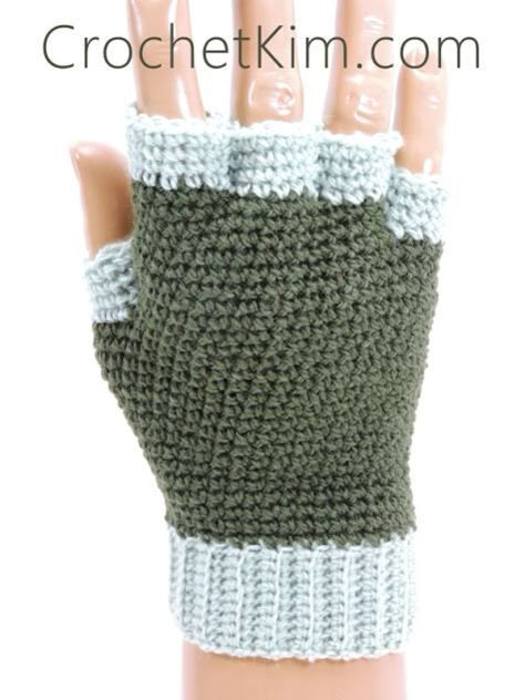 CrochetKim Free Crochet Pattern | Jersey Mitts Fingerless Mitts Gloves for Men @crochetkim Crochet Gloves Free Pattern, Crochet Fingerless Gloves Free Pattern, Crochet Mittens Pattern, Gloves Crochet, Fingerless Gloves Crochet Pattern, Crochet Men, Glove Pattern, Crochet Gloves Pattern, Gilet Crochet