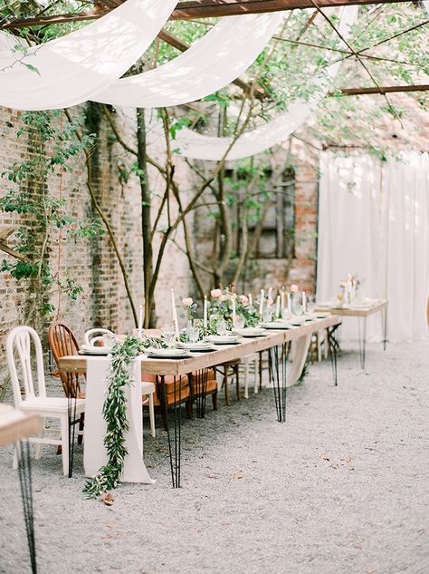 vintage greenhouse wedding | Starling and Sage | Glamour & Grace Lovegood Wedding & Event Rentals | Mismatched Chairs with Hairpin Tables Vintage Greenhouse, Old Greenhouse, Relaxed Boho Style, Wedding Glamour, Hairpin Table, Greenhouse Wedding, Greenhouse Plans, Diy Greenhouse, New Orleans Wedding