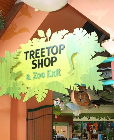 Shop the new Treetop Shop in The Living World at the Saint Louis Zoo for unique gift ideas, ornaments and much more Amusement Park Signage, Zoo Gift Shop, Donor Signage, Zoo Signage, Zoo Design, St Louis Zoo, Zoo Art, Zoo Architecture, Park Signage