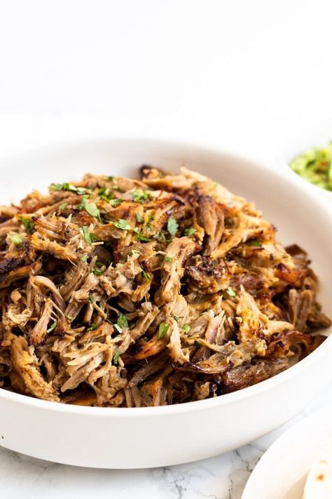 Seasoned pork shoulder slow cooked to perfection in your Instant Pot! Pork carnitas are so easy to make, and perfect for filling tacos, burritos and more! Easy Pork Shoulder Crock Pot, Pork Shoulder Carnitas Oven, Instant Pot Pork Carnitas Recipe, Slow Cook Carnitas, Pork Loin Carnitas, Slow Cook Pork Roast, Pork Shoulder Crock Pot, Pork Instant Pot Recipes, Pork Shoulder Instant Pot