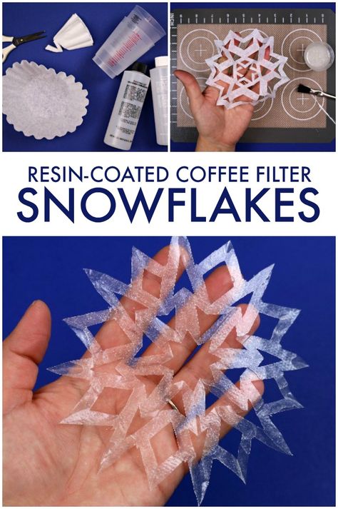 Coffee Filter Snowflakes, Coffee Filters Snowflakes, Coffee Filter Crafts, Epoxy Resin Diy, Resin Crafts Tutorial, Diy Resin Projects, Coffee Crafts, Epoxy Resin Crafts, Diy Resin Art