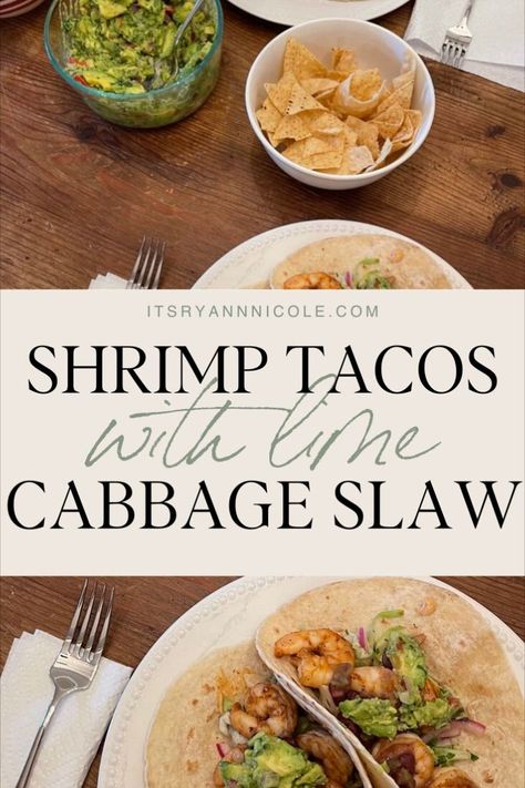 For those seeking a simple and delicious meal, these shrimp tacos with lime cabbage slaw are the perfect choice. The easy slaw for shrimp tacos adds a zesty kick to the succulent shrimp, making these tacos a delightful and effortless dinner option. Try them tonight! Lime Cabbage Slaw, Shrimp Tacos With Slaw, Shrimp Tacos With Cabbage Slaw, Cabbage Slaw For Tacos, Slaw For Shrimp Tacos, Tacos With Cabbage Slaw, Healthy Shrimp Tacos, Grilled Shrimp Tacos, Shrimp Taco Recipes