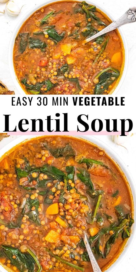 Lentil Soup With Chicken Broth, Green Lentils Recipe, Lentil Meals, Lentil Soup Recipe Healthy, Brown Lentil Soup, Green Lentil Recipes, Green Lentil Soup, Lentil Mushroom, Lentil Recipes Easy