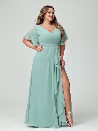 Plus Size Bridesmaid Dresses, Bridesmaid Dresses Dusty Sage, Sage Bridesmaid Dresses, Plus Size Bride, Dresses With Pockets, Plus Size Bridesmaid, Party Dresses Online, Bridesmaid Dresses Plus Size, Chiffon Ruffle