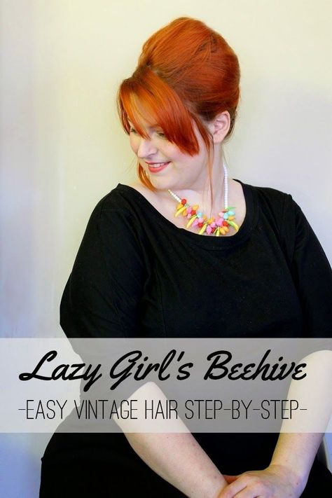 Tutorial: Lazy Girl's Beehive Hair Hairstyles Long Bob, Retro Hairstyles Tutorial, Beehive Hair, Asymmetrical Hairstyles, American Hairstyles, Funky Hairstyles, Fringe Hairstyles, Vintage Hair, Retro Hairstyles