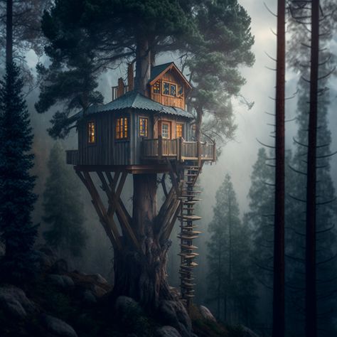 Tree Houses, Fantasy Illustration, A Tree, Tree House, Vikings, House Ideas, Places To Visit, Dream House, Architecture