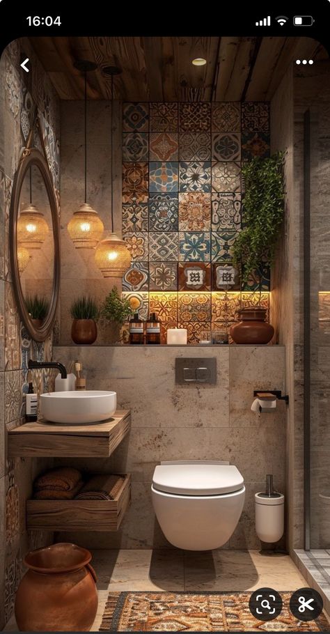 Boho Luxury Interior, Earthy Tones House Interior, Nature Bathroom Aesthetic, Earthy House Decor, Earthy Bathroom Aesthetic, Small Earthy Bathroom, Bathroom Warm Tones, Earthy Bathroom Ideas Natural, Earthy Bathrooms