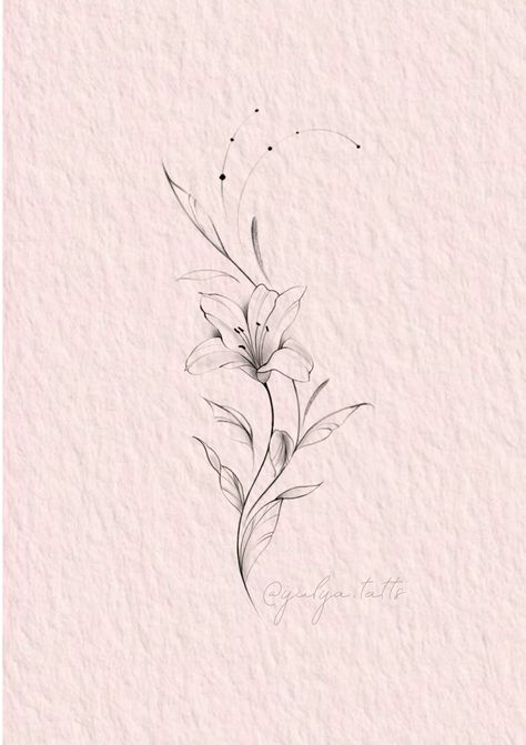 Wispy Flower Tattoo, Back Of Arm Flower Tattoo, Tattoo Botanica, Lilly Tattoo Design, Mangas Tattoo, Lillies Tattoo, Lily Tattoo Design, Lily Flower Tattoos, Wildflower Tattoo