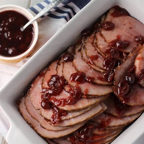 Cherry Ham Glaze Recipe | Allrecipes Cherry Ham Glaze, Raisin Sauce For Ham, Holiday Ham Glaze, Christmas Ham Glaze, Cherry Glazed Ham, Cherry Ham, Cooking Steak On Grill, Ham Sauce, Raisin Sauce