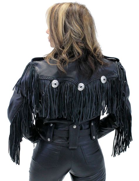 Ladies Cropped Leather Jacket w/Fringe #L205FB - Jamin Leather™ Leather Jacket With Fringe, Tassel Jacket, Leather Jacket For Women, Black Leather Motorcycle Jacket, Black Cowgirl, Fringe Leather Jacket, Cropped Leather Jacket, Leather Jacket Outfits, Fringe Jacket