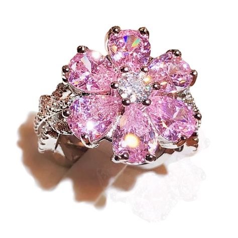 PRICES MAY VARY. 🌻 ：100% brand new imported high quality materials. 💎 ：18k gold plating process. Top quality AAA cubic zirconia stone. 🌟 ：Perfect flower shape design,, shiny pink gem and white gems, Exudes a romantic atmosphere.No woman can stop its charm . 💖 ：This ring is a beautiful and elegant cocktail ring, a perfect anniversary gift, wedding gift, mother's day gift, birthday gift, holiday gift or gift, I love you! 👍 SERVICE：If you have any questions, please contact us, we will reply yo Full Diamond Ring, Pink Flower Ring, Ring Teardrop, Pink Gem, Gold Cocktail Ring, Gold Cocktail, Romantic Atmosphere, Wedding Band Ring, Fire Nails