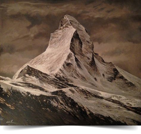 Matterhorn Painting, Matterhorn Switzerland, Human Anatomy Drawing, Anatomy Drawing, Night Painting, Japan Art, Painting Class, Drawing Techniques, Tokyo Japan