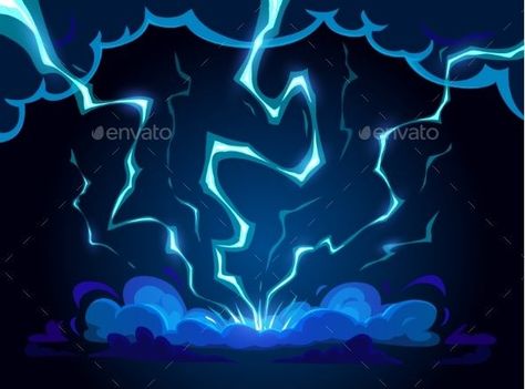 Cartoon Blue Lightning Thunderstorm Discharge Lightning How To Draw, Thunder Art Lightning, Lightning Storm Drawing, How To Draw Thunder, Lightning Drawing Reference, Lightning Strike Drawing, Thunderstorm Illustration, Thunder Cartoon, Lightning Reference