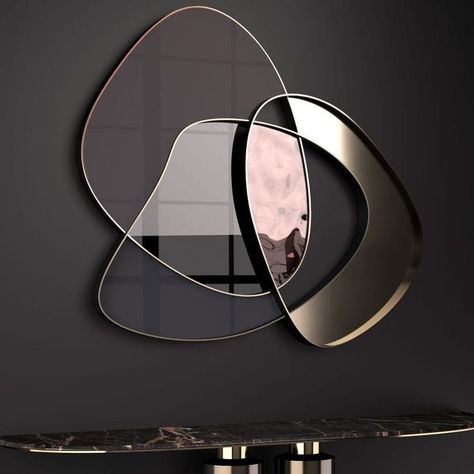 Wall mirror decor Modern Mirror Design, Art Deco Style Interior, Spiegel Design, Modern Mirror Wall, 카페 인테리어 디자인, Mirror Design Wall, Mirror On The Wall, Mirror Design, Living Room Mirrors