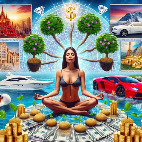 Experience the art of wealth manifestation. Picture meditating amidst symbols of prosperity: a mansion, sports car, private jet, yacht, amidst gold and diamonds. Visualize the growth of your wealth like growing plants. Find out more about manifesting abundance in our [Link]. #WealthManifestation #LawOfAttraction #Affluence #Prosperity #Visualization #PersonalGrowth. Trader Lifestyle, Money Wallpaper Iphone, Wealth Manifestation, A Mansion, Manifesting Wealth, Manifesting Abundance, Money Pictures, Celestial Art, Phone Wallpaper Images