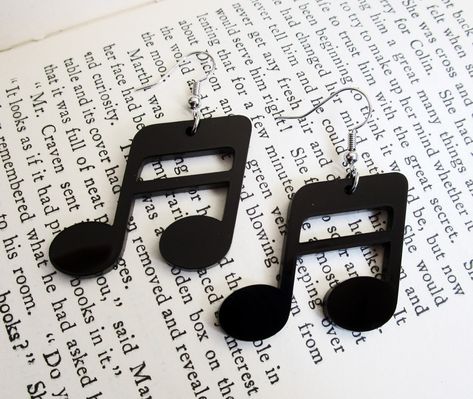 Black Musical Notes Dangle Earrings, Sixteenth Note Semiquaver ⋆ FoxyFunk Designs  #musicnotes #music #earrings #recital #concert #orchestra #band Music Earrings, Dance Earrings, Band Concert, Jem And The Holograms, Costume Earrings, Black Music, Musical Notes, Musical Note, Music Note