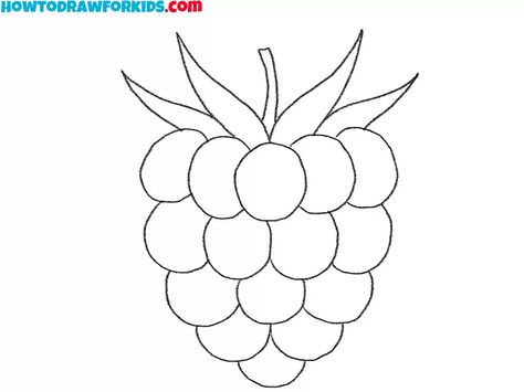 How to Draw a Raspberry - Easy Drawing Tutorial For Kids Berries Drawing Simple, Berry Drawing Simple, Raspberry Drawing Simple, Raspberry Cartoon, Raspberry Drawing, Drawings Tutorials, Easy Drawing Tutorial, Drawing Lesson, Drawing Tutorials For Kids